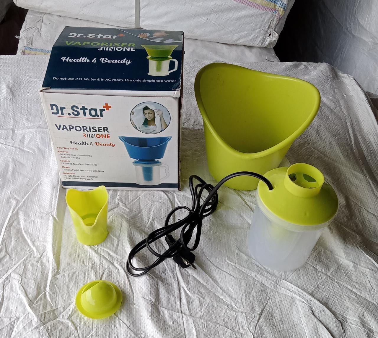 Vaporizer for cold relief, 3 in 1 functionality for inhalation. Vaporizer for cold relief, 3 in 1 functionality for inhalation.